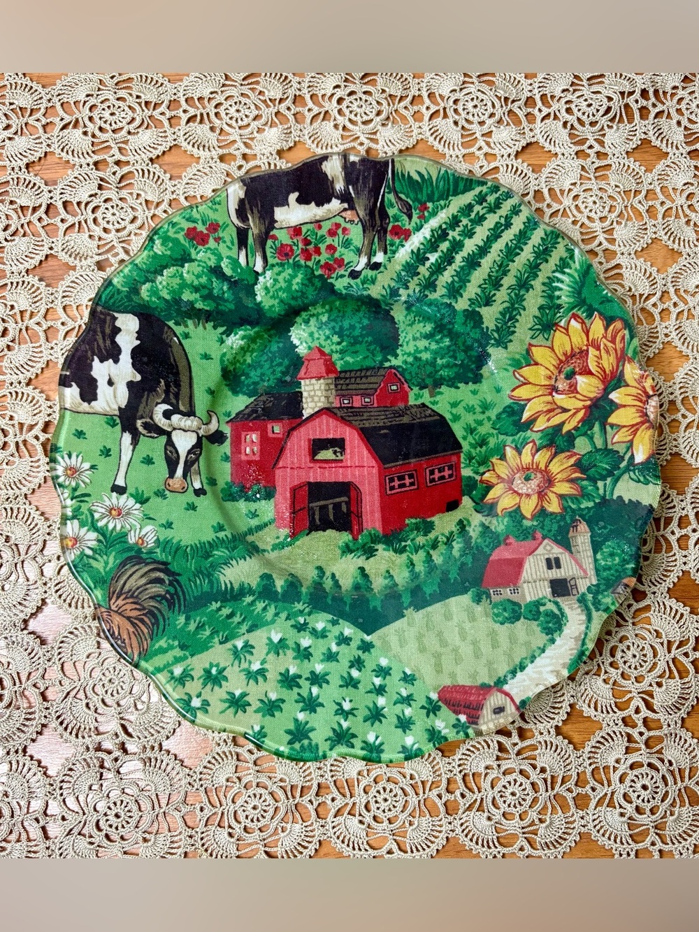Farmhouse Cow Decorative Pressed Fabric Plate